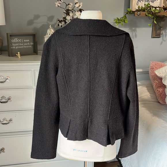 Wool coat jacket lightweight dark brown womens M Blazer Essentials by ABS - Picture 3 of 14